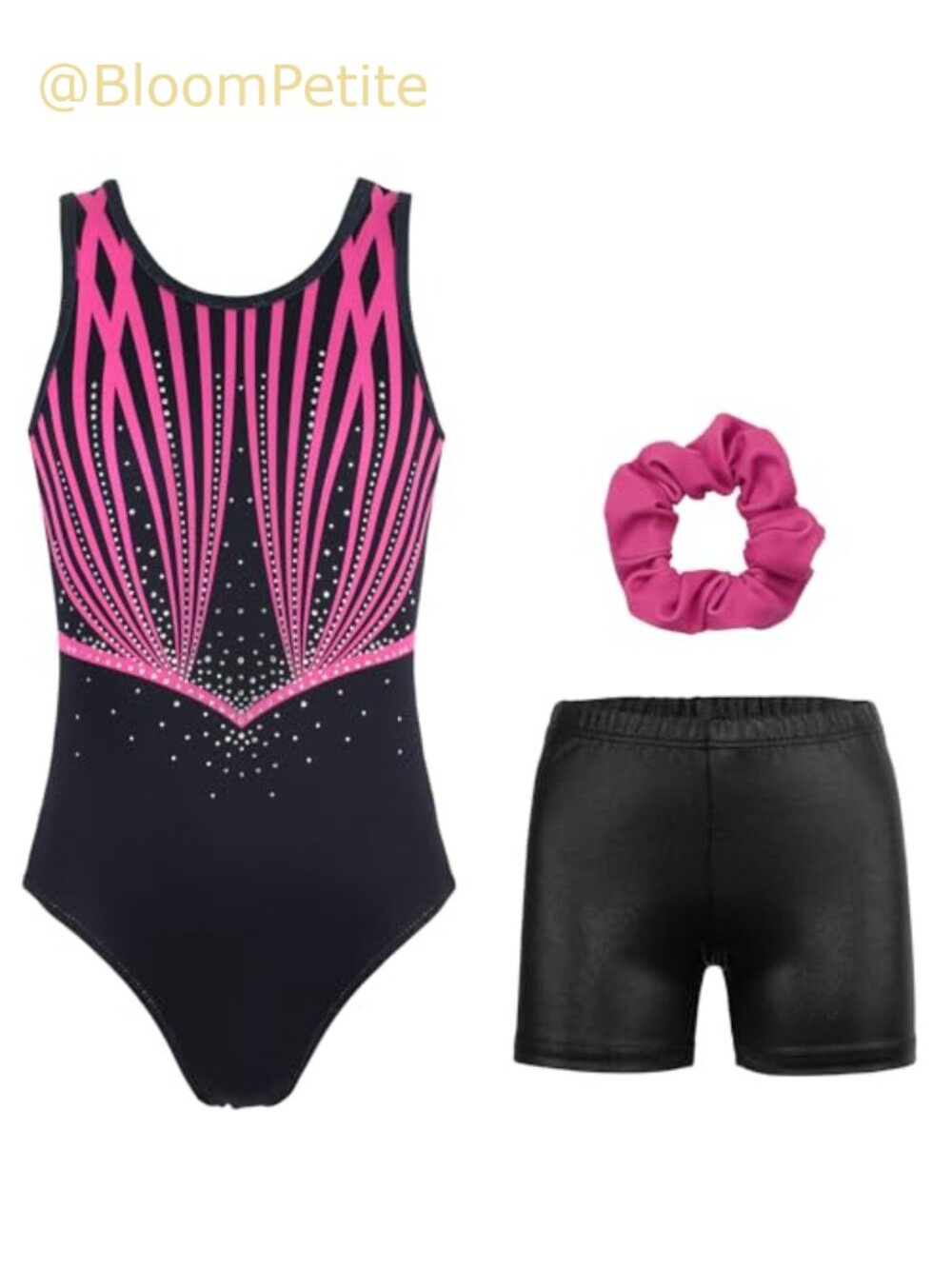 Girls Gymnastics Leotard with Shorts Sparkly Dance Activewear Kids